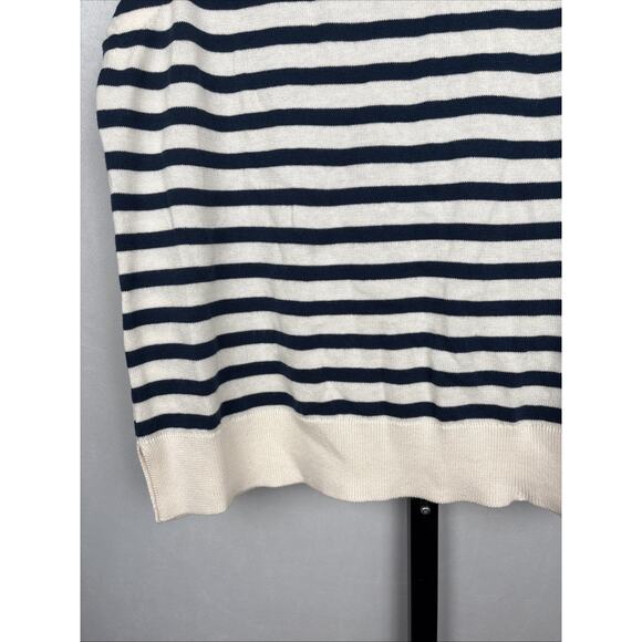 PACT Classic Fine Knit Shell Top Women's XL Blue White Stripe Organic Cotton - Picture 3 of 11